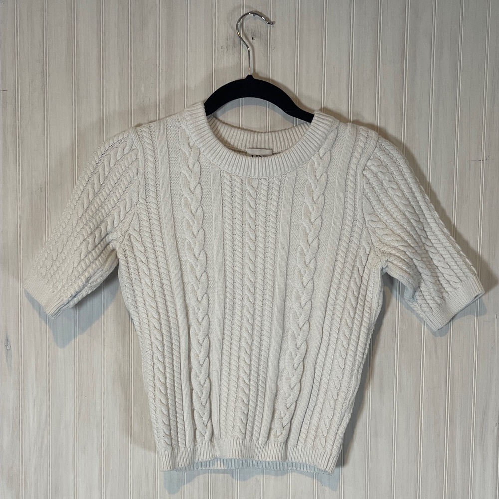 LINI MEGAN CABLEKNIT CROPPED SHORT SLEEVE SWEATER